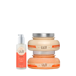Combo Hidratação Caju: Creme Hidratante Firmador, Creme Esfoliante e Sérum Gotas